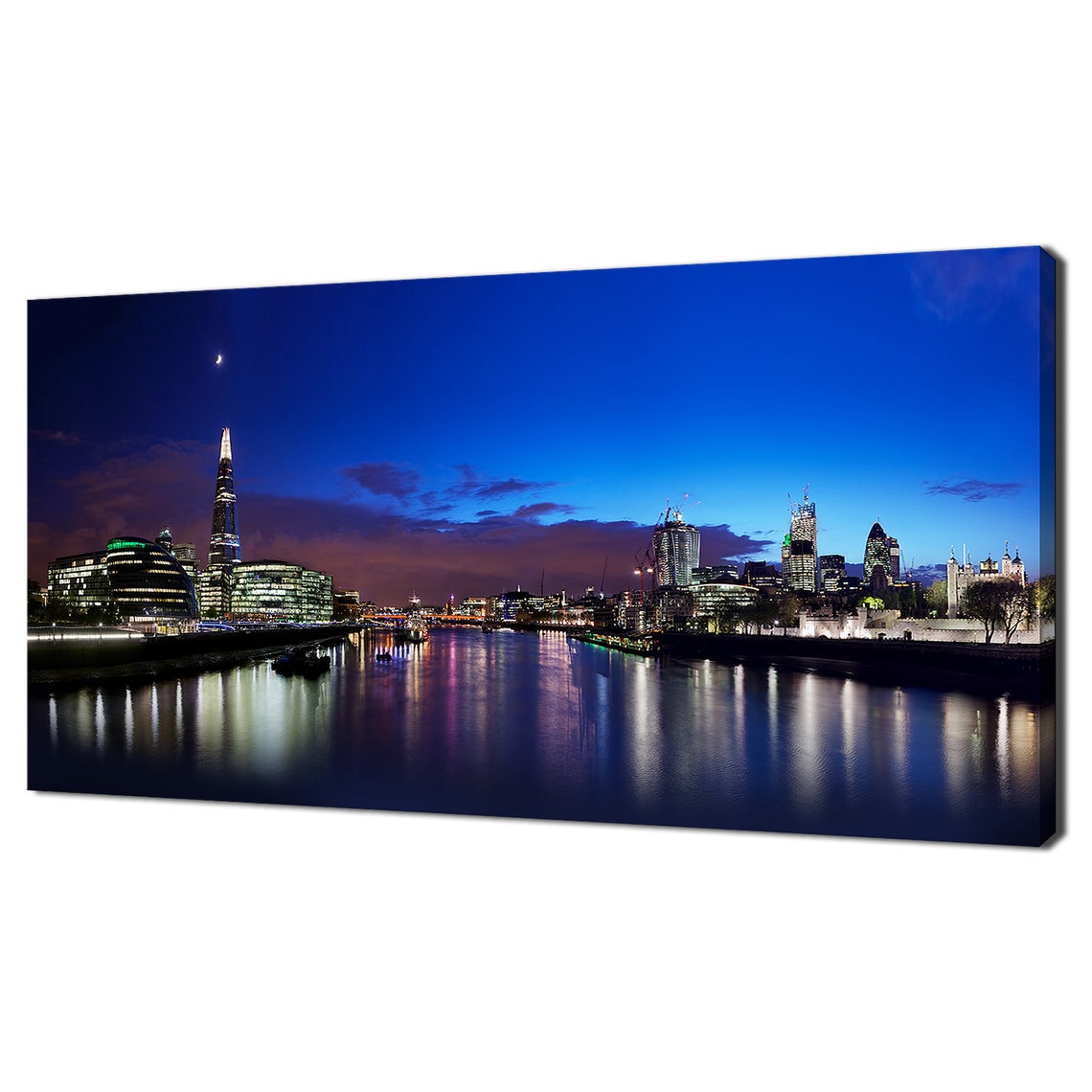 London Thames River Dusk The Shard Tower Bridge Night Lights Poster
