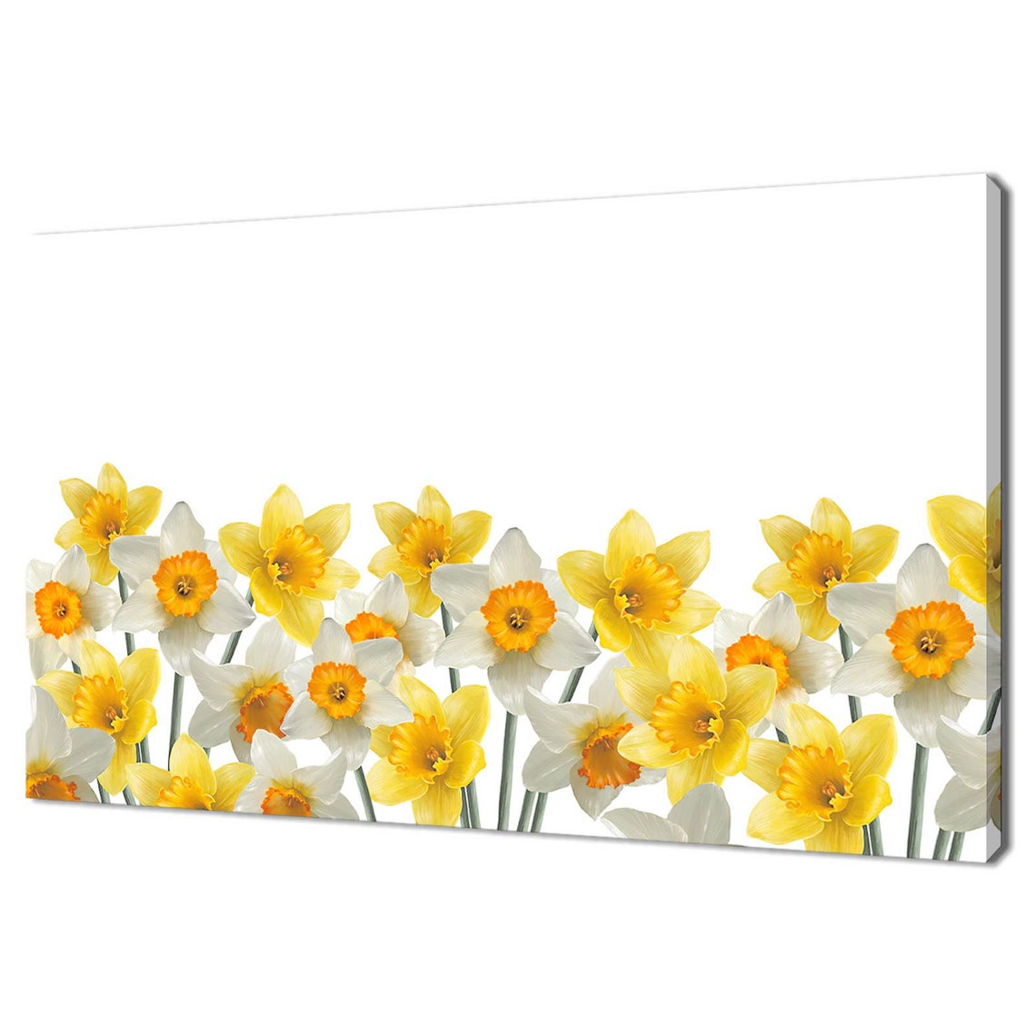Yellow White Daffodils Spring Flowers Minimalist Floral Art Poster