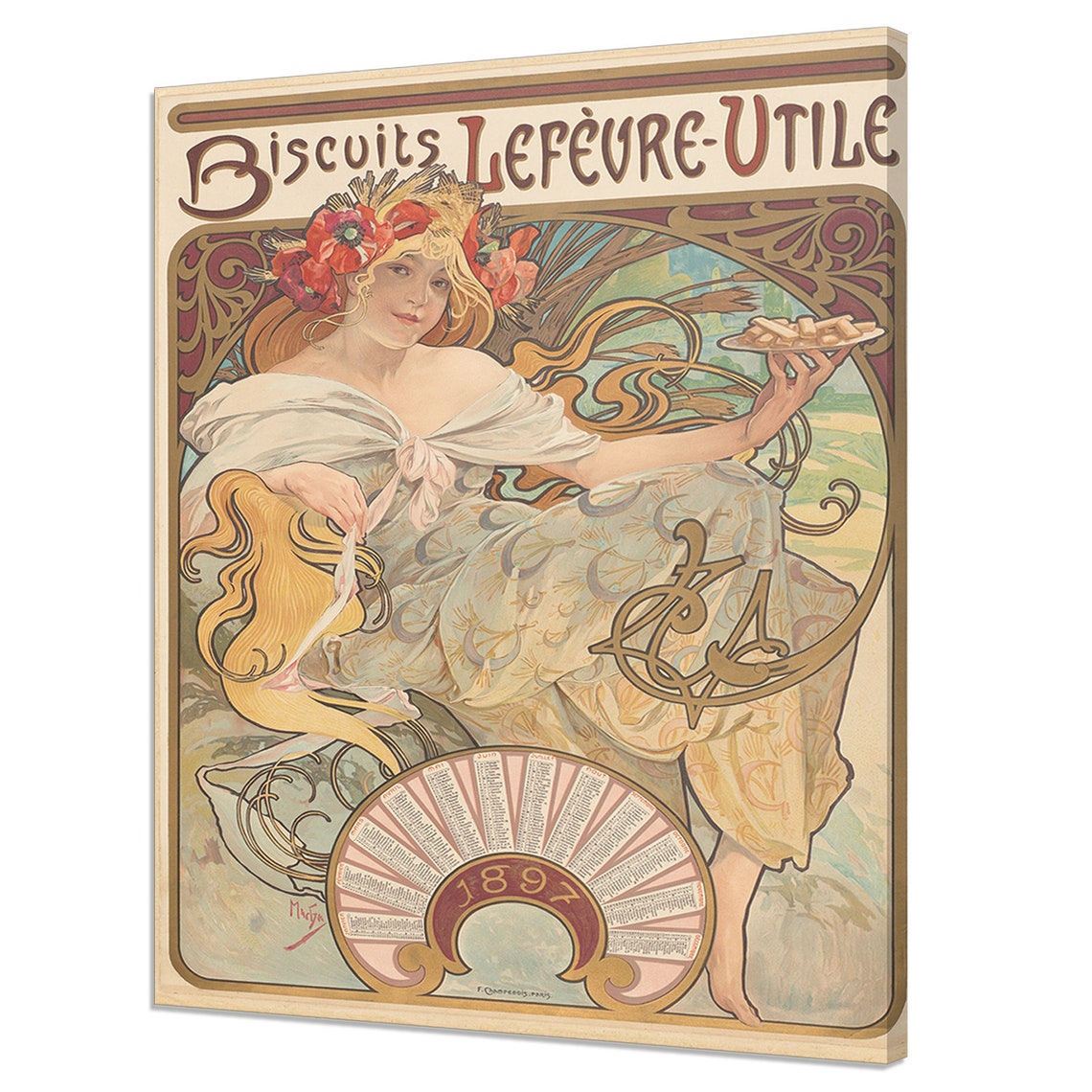 Alphonse Mucha Biscuits Lefevre-Utile 1896 Vintage Advertising Poster