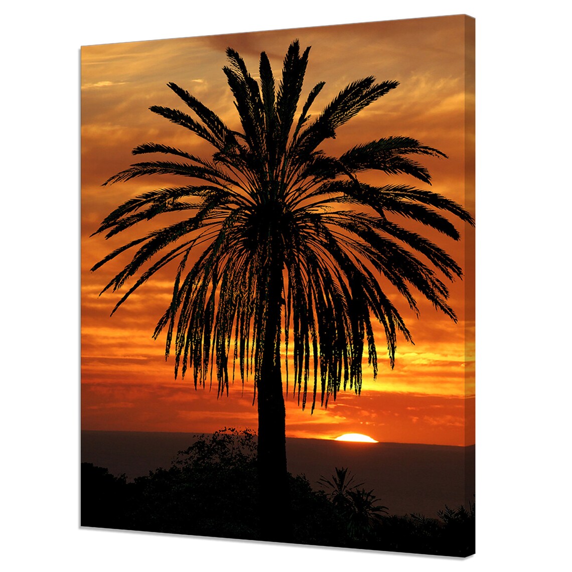 Palm Tree Against Setting Sun, Modern Art Print