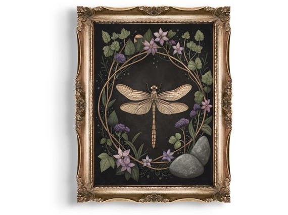 Dragonfly Wall Art Floral Print Vintage Insect Nature Home Decor 5x7 To 24x36