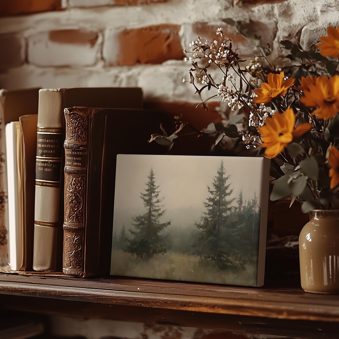 Misty Pine Forest With Tall Evergreens In Soft Morning Light Poster - Image 3