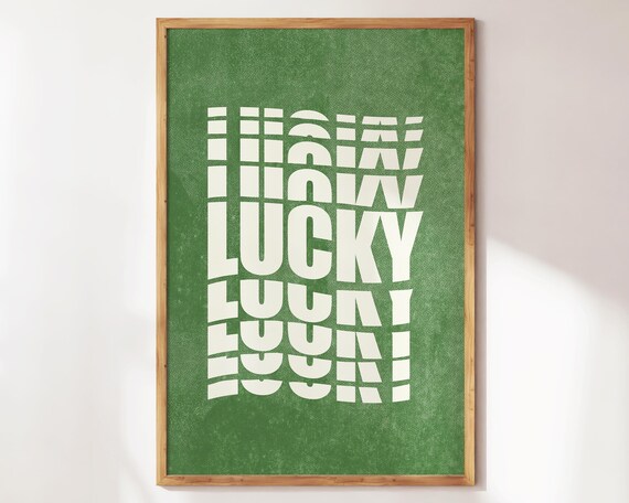 Lucky Positive Quotes Art Print Self Affirmation Wall Positivity Green Blessed