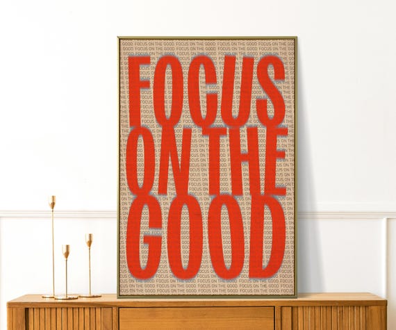 Focus On The Good Print Selflove Wall Art Bedroom Decor Inspiring Motivational Quotes Gift Minimalist Retro Prints
