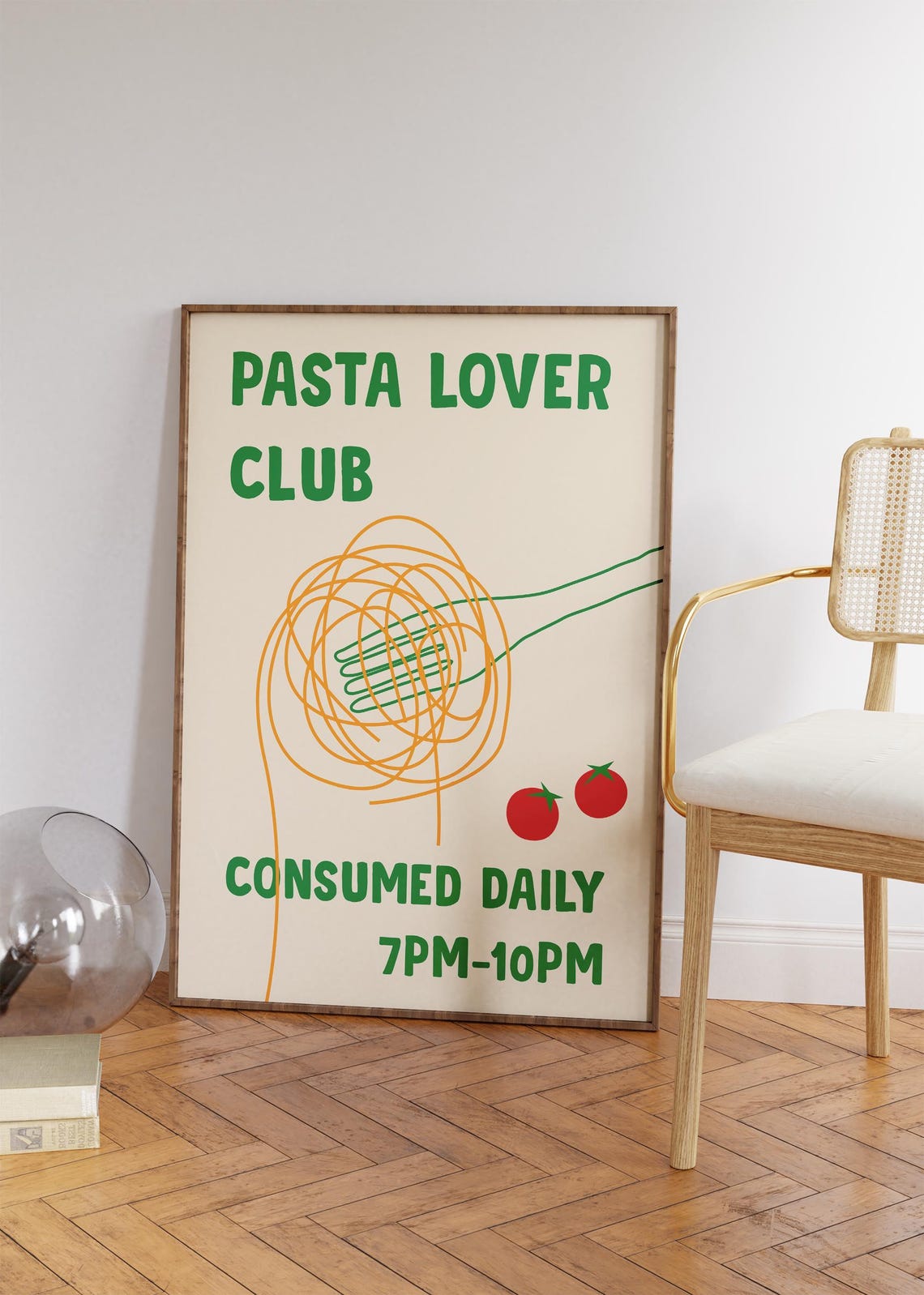 Pasta Lover Club Consumed Daily Retro Kitchen Typography Poster