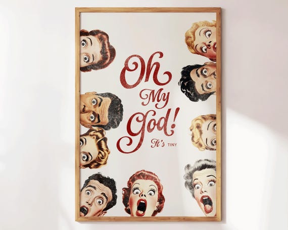 Oh My God Its Tiny Print Funny Bathroom Wall Art Cute Preppy Restroom Retro Decor Gift For Him