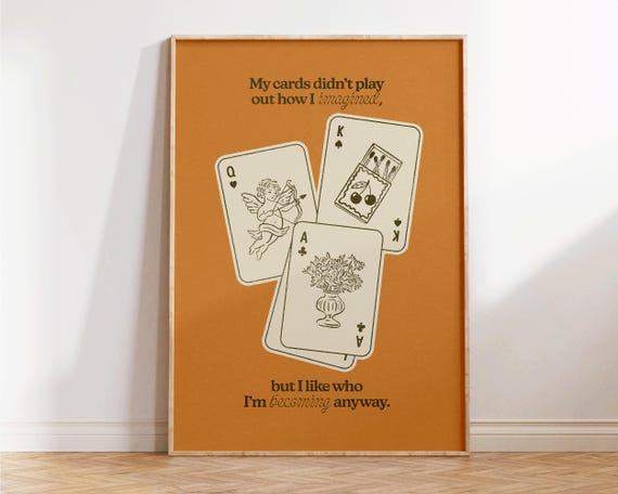 Playing Card Print Ace Cards Wall Art Positive Quotes Preppy Decor Apartment Motivational Poster