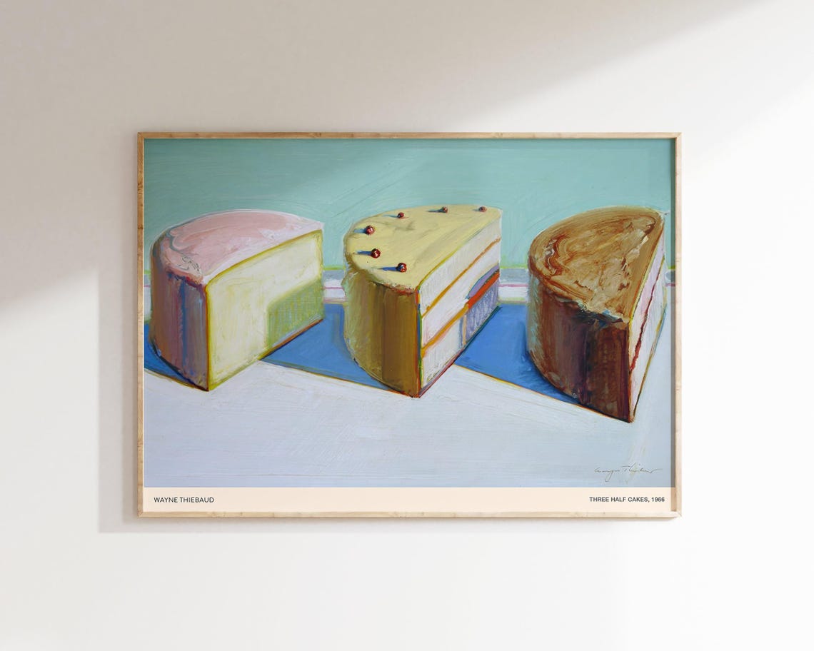 Wayne Thiebaud Three Half Cakes 1966 Vintage Kitchen Art Poster