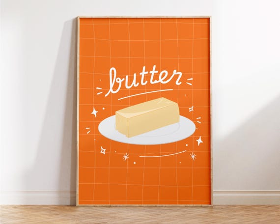 Butter Prints Cute Kitchen Wall Art Decor Fun Trendy Poster Preppy Apartment Unique Gift