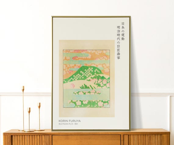 Japanese Mountain Print By Korin Furuya Large Landscape Wall Art Painting For Living Room Office Decor Japandi And Wabi Sabi
