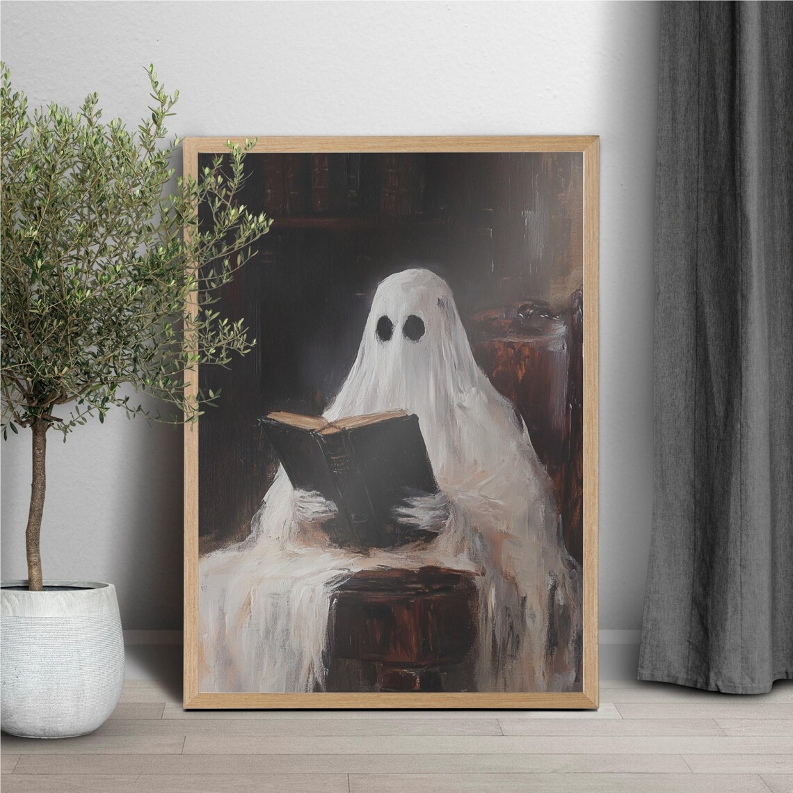 Ghost Reading Vintage Halloween Art Print - Image 4