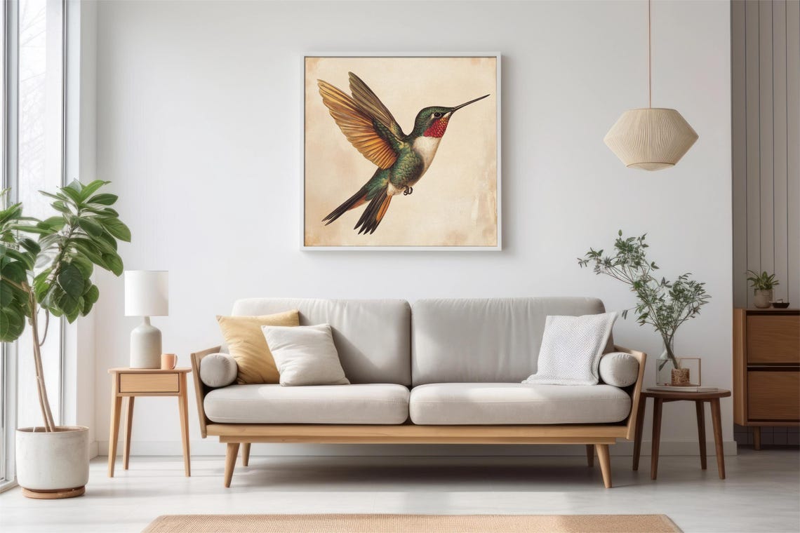 Vintage Hummingbird Art Print, Antique Bird Illustration - Image 2