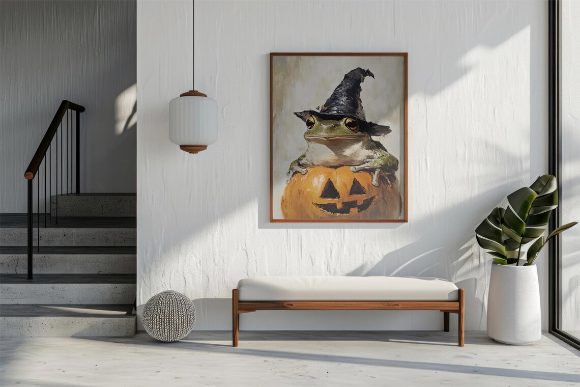 Moody Witch Frog, Dark Academia Halloween Poster - Image 2
