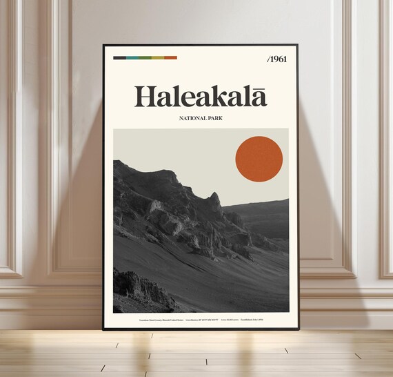 Haleakala National Park Hawaii Volcano Crater 1961 Travel Poster