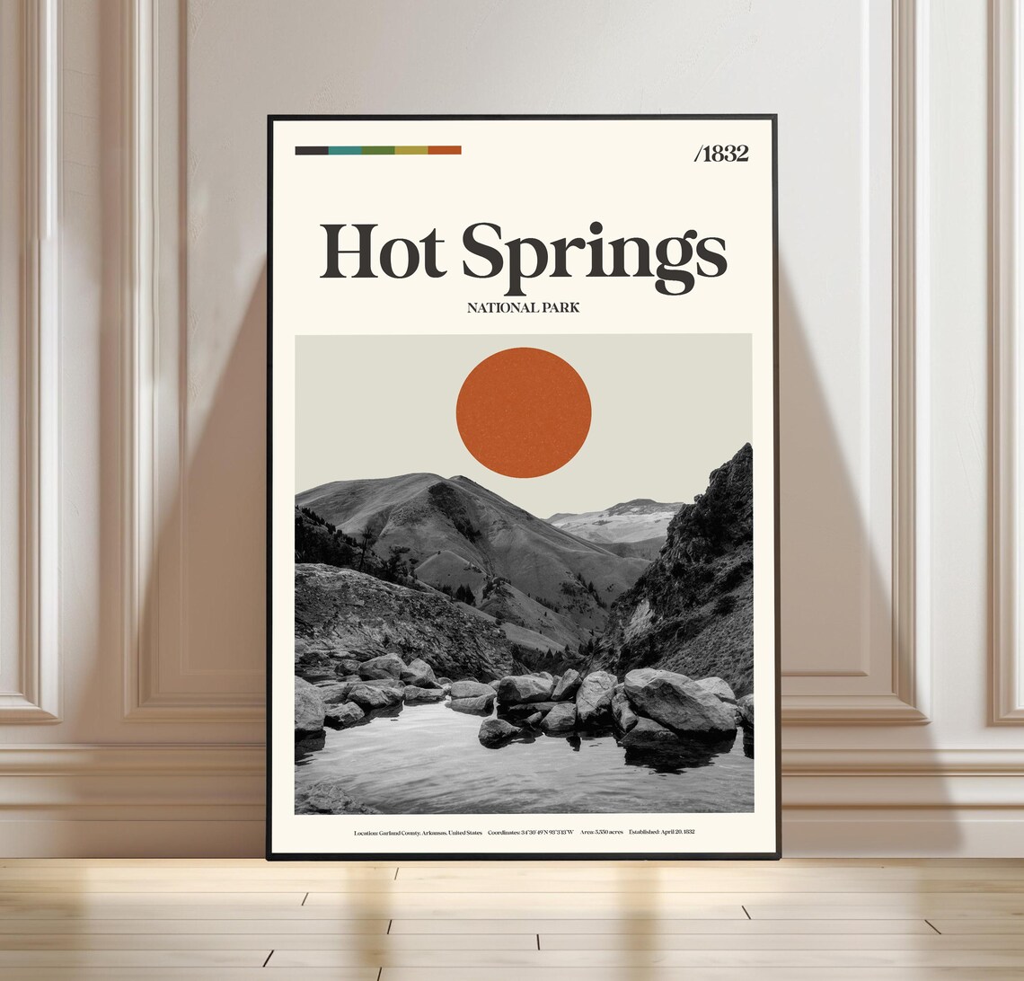 Hot Springs National Park 1832 Vintage Travel Poster Minimalist Art