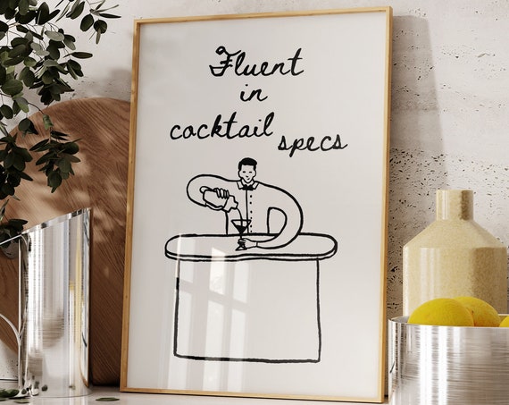 La Barmaid Poster Cute Bartender Print Trendy Bar Decor Funny Bartender Wall Art Modern Bar Cart Wall Art Cocktails