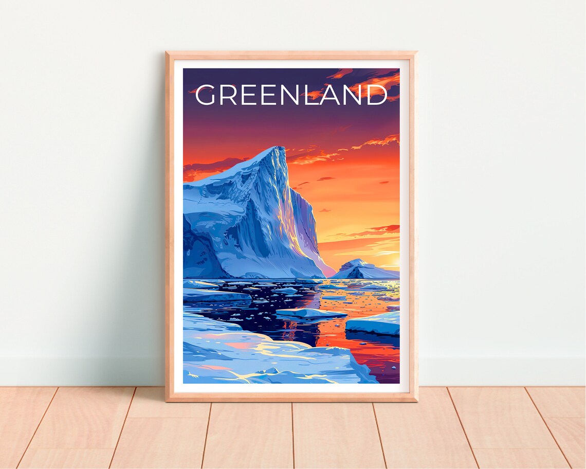 Greenland Iceberg Arctic Sunset Dramatic Ocean Twilight Travel Poster - Image 4