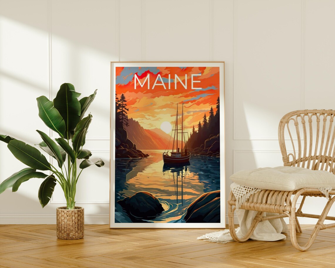 Maine Travel Poster, New England Travel Poster - Image 2
