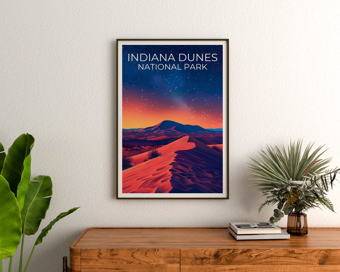 Indiana Dunes National Park Night Milky Way Dune Ridge Desert Poster - Image 3