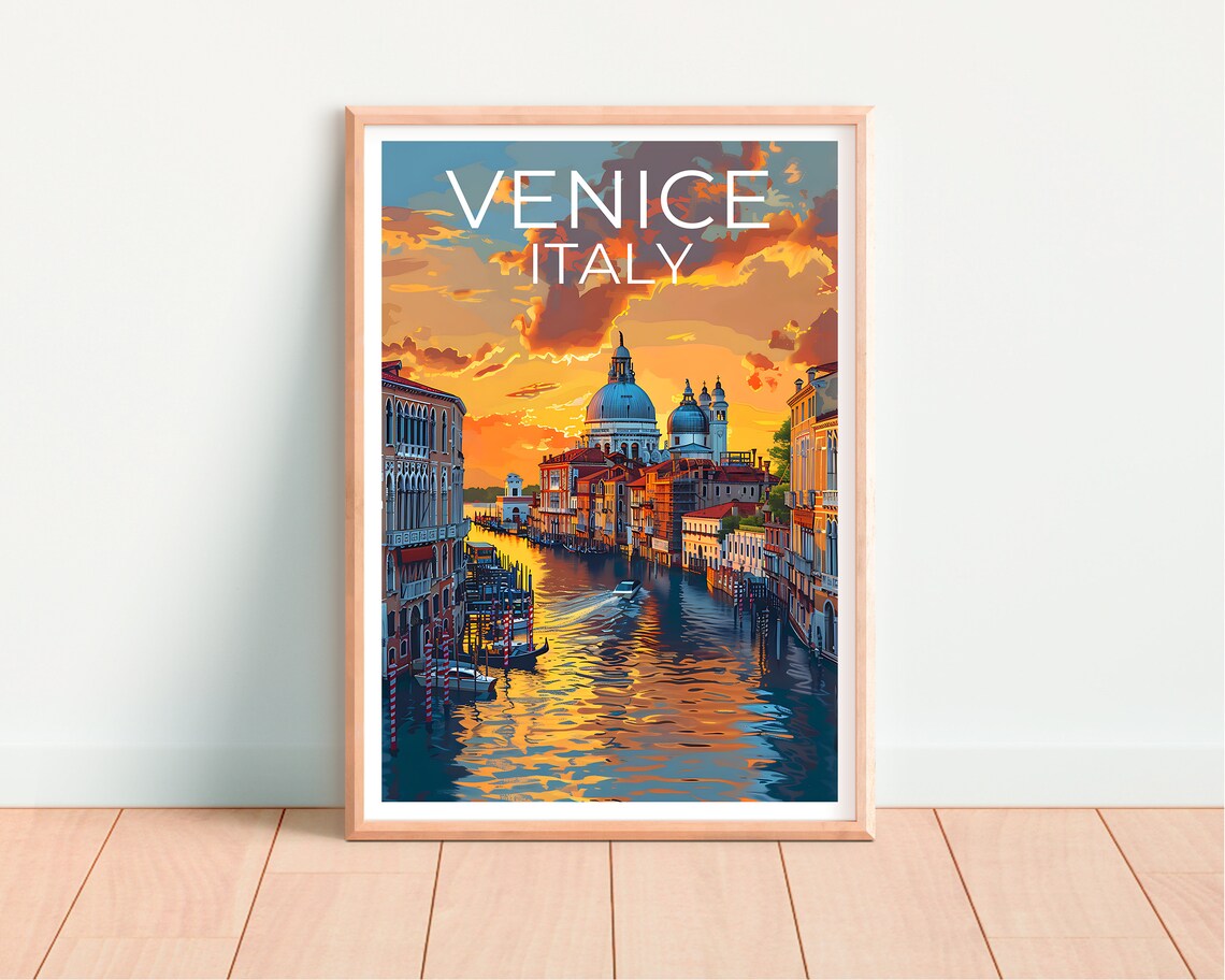 Venice Gondola Travel Poster, Italy Wall Art Print - Image 4