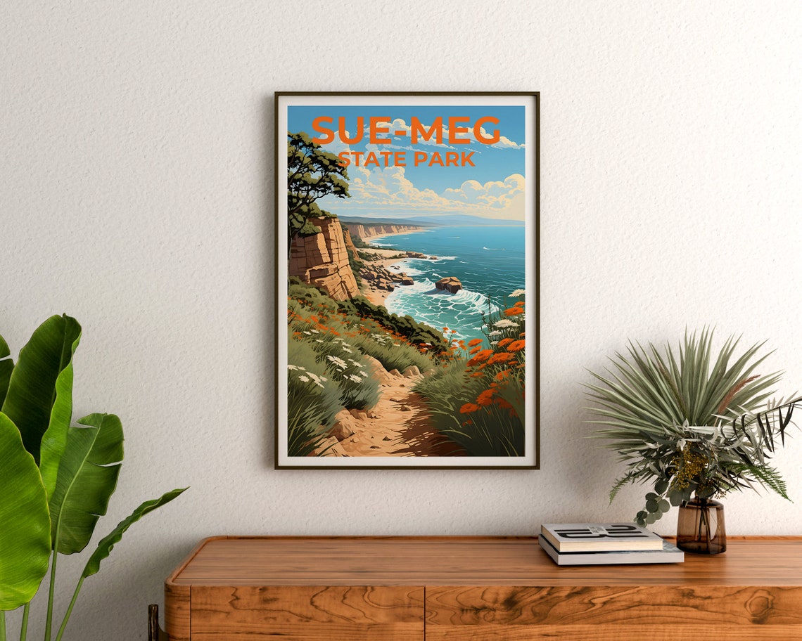 Sue-Meg State Park California Coastal Cliffs Wildflower Trail Poster - Image 3