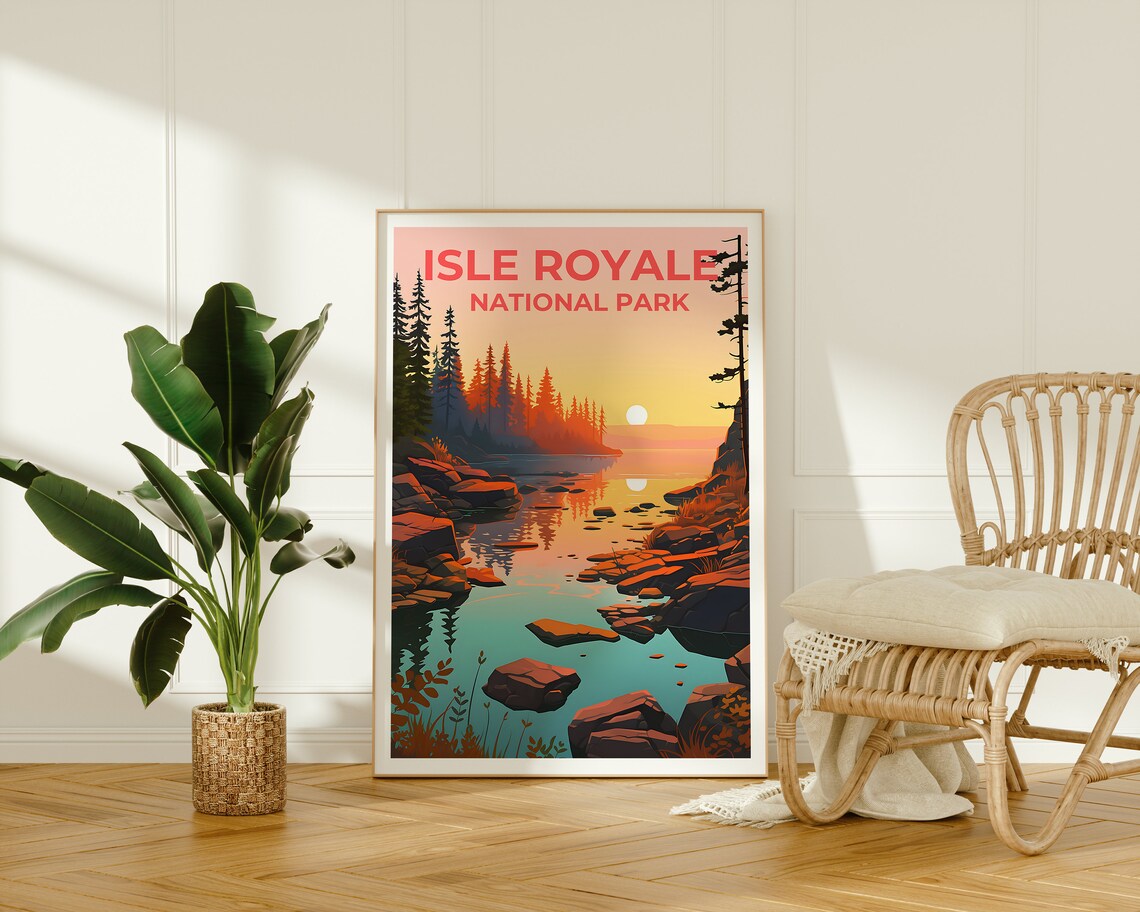 Isle Royale Travel Poster, Michigan Landscape - Image 2