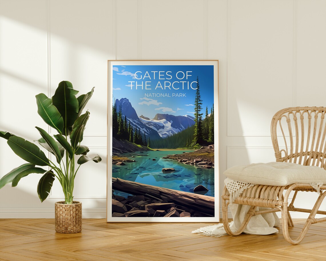 Gates Of The Arctic Alaska Alpine Lake Snowy Peaks View Poster - Image 2