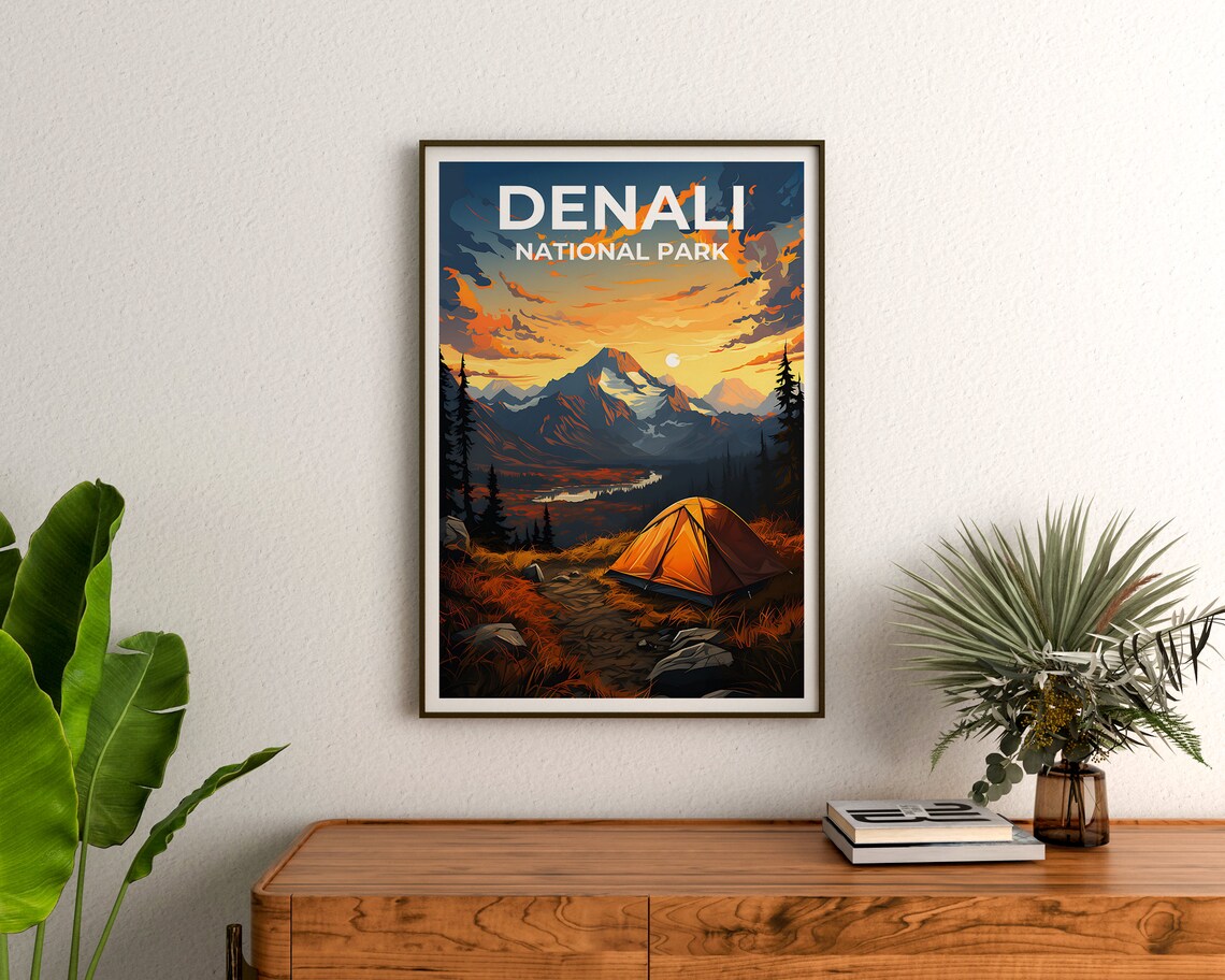 Grand Teton National Park Camp Tent Peaks Lake Sunrise Mountain Poster - Image 3