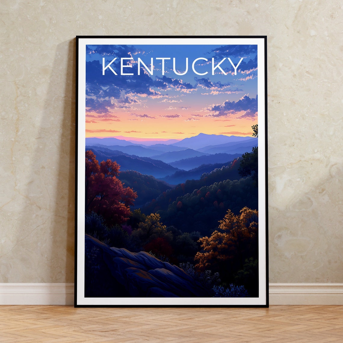 Kentucky Appalachian Sunset Layered Mountain Ridges Autumn View Poster