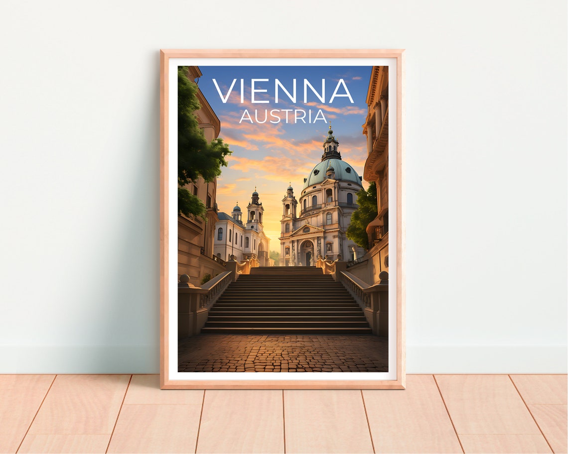 Vienna Austria Karlskirche Church Dome Sunset Staircase View Poster - Image 4