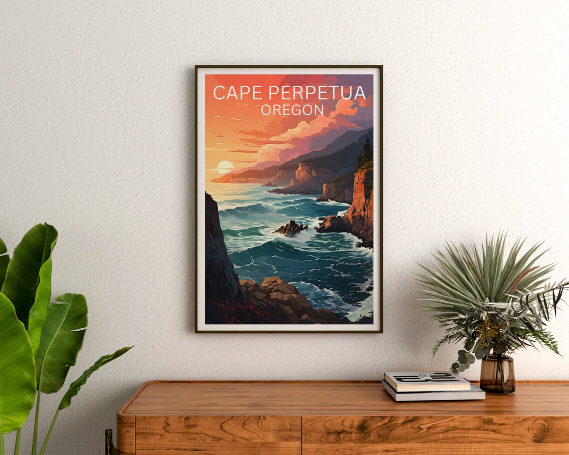 Cape Perpetua Oregon Travel Poster, Nature Print - Image 3
