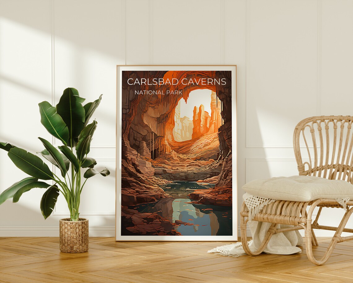 Carlsbad Caverns Travel Poster, New Mexico Cave Art Print - Image 2