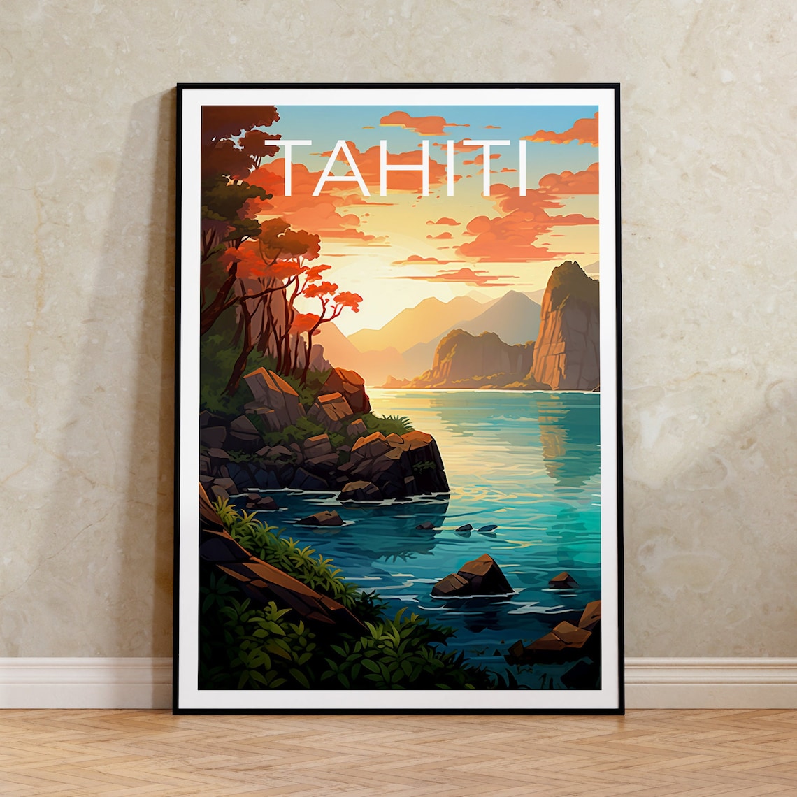 Tahiti Travel Poster, Nature Wall Art Print