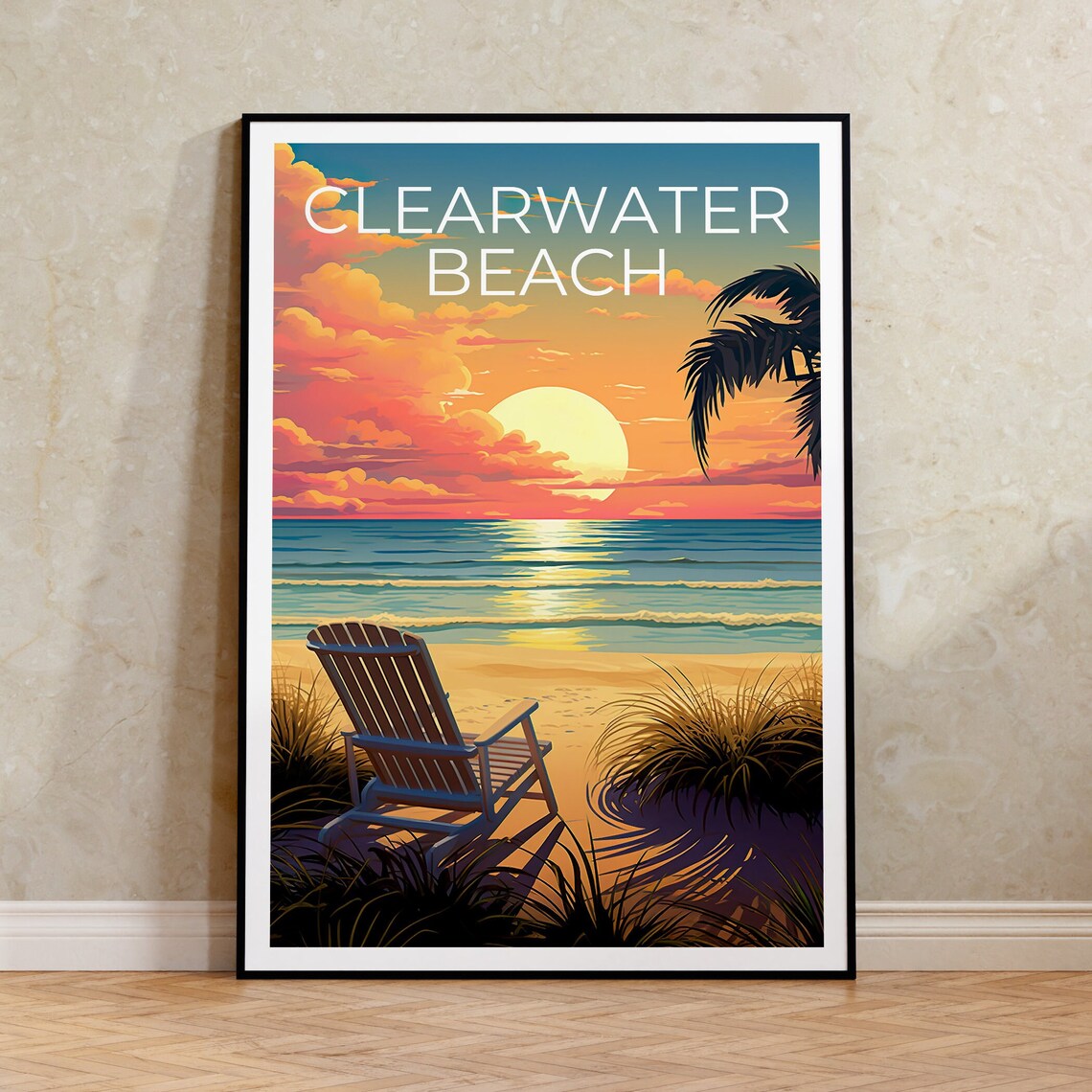 Clearwater Beach Travel Poster, Florida Art Print