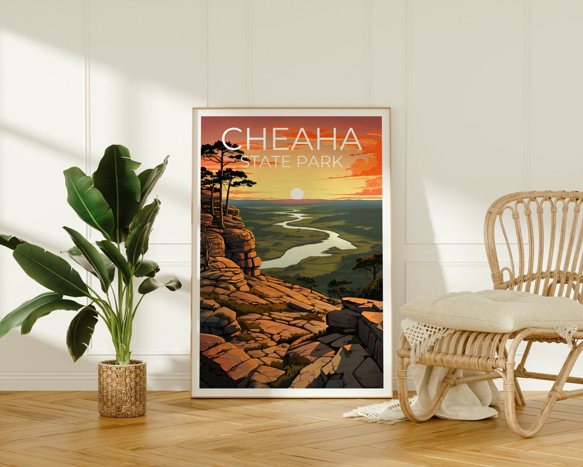 Cheaha State Park Alabama Rocky Overlook River Valley Sunset Poster - Image 2