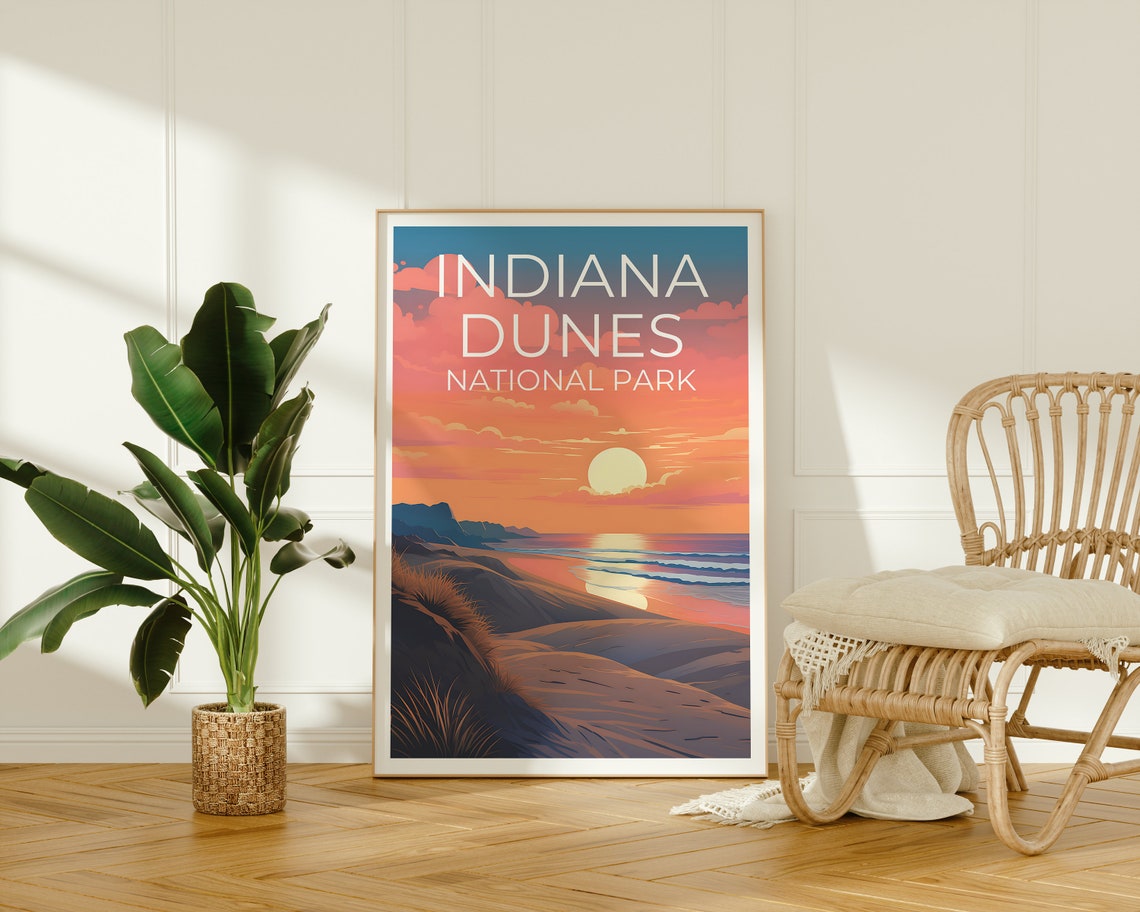 Indiana Dunes National Park Sand Dunes Sunset Shoreline Travel Poster - Image 2
