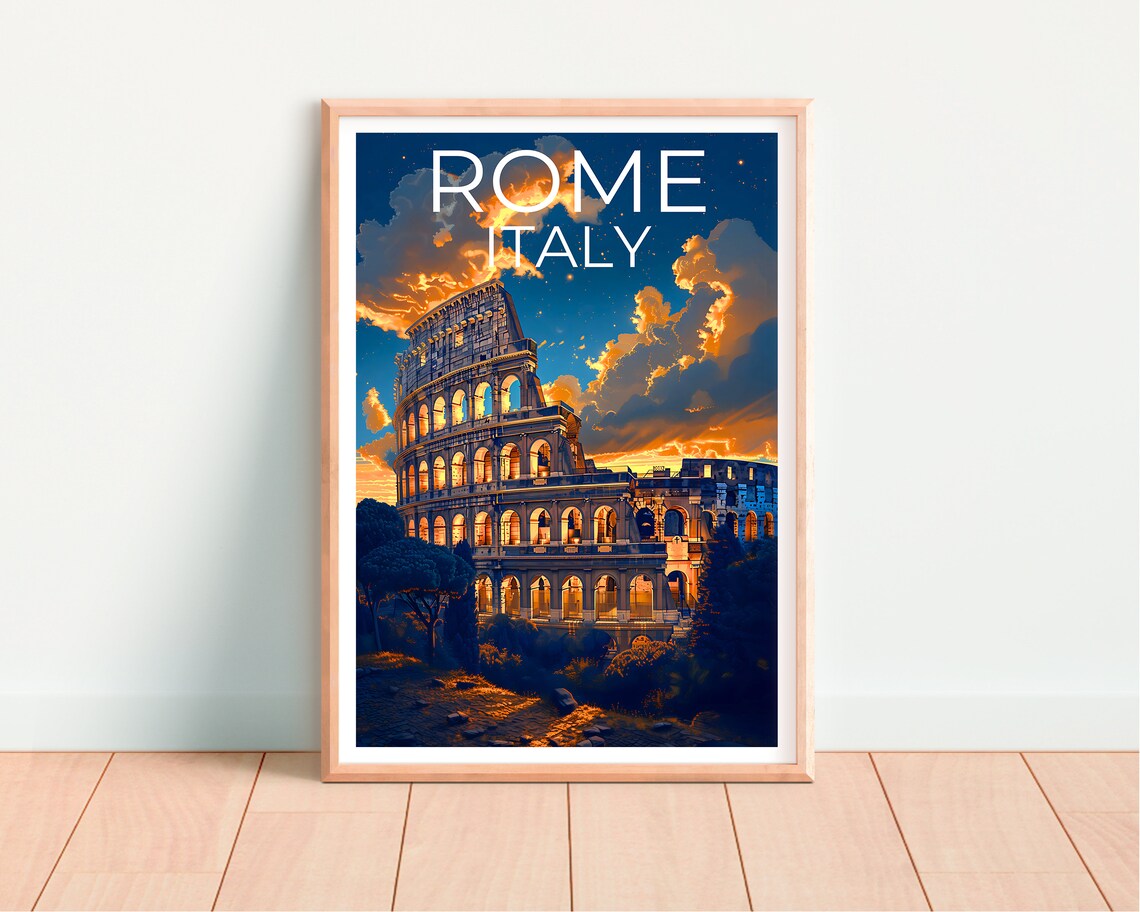 Rome Colosseum Travel Poster, Italy Art Print - Image 4