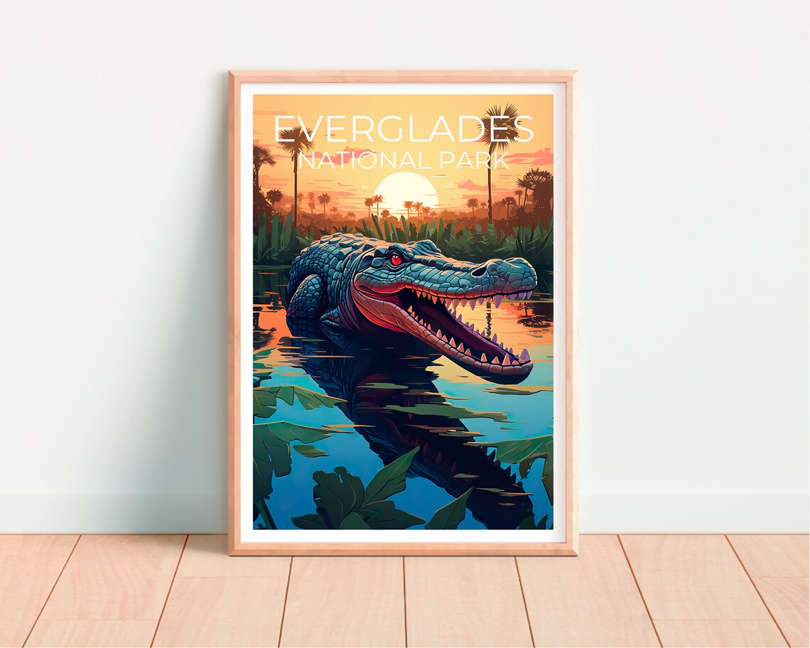 Everglades National Park Alligator Sunrise Wetlands Travel Poster - Image 4