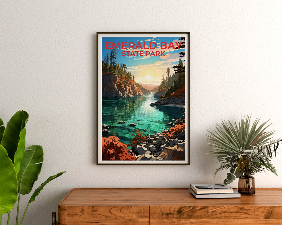 Emerald Bay State Park Lake Tahoe Green Water Cliffs View Poster - Image 3
