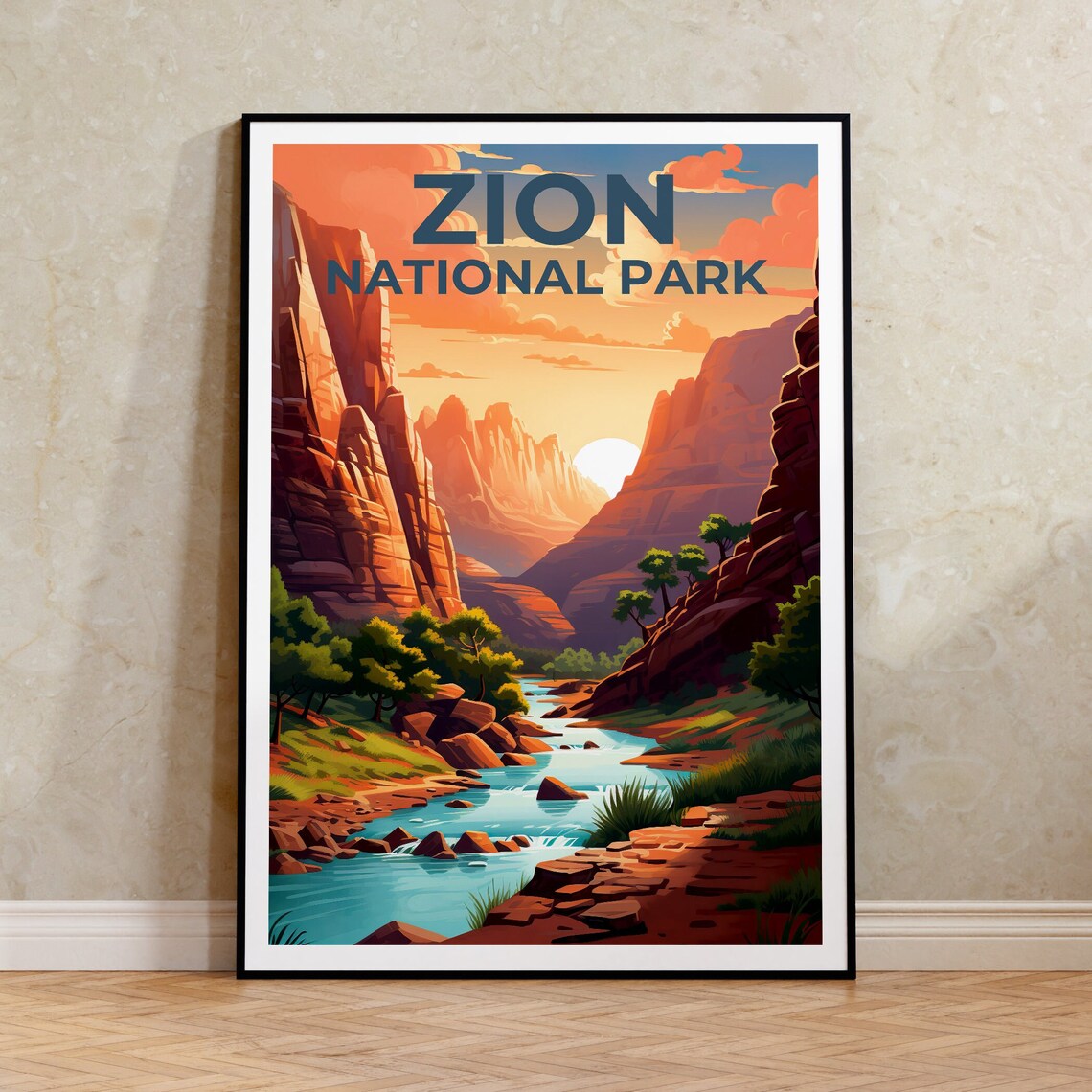 Zion National Park Travel Poster, Utah Art Print