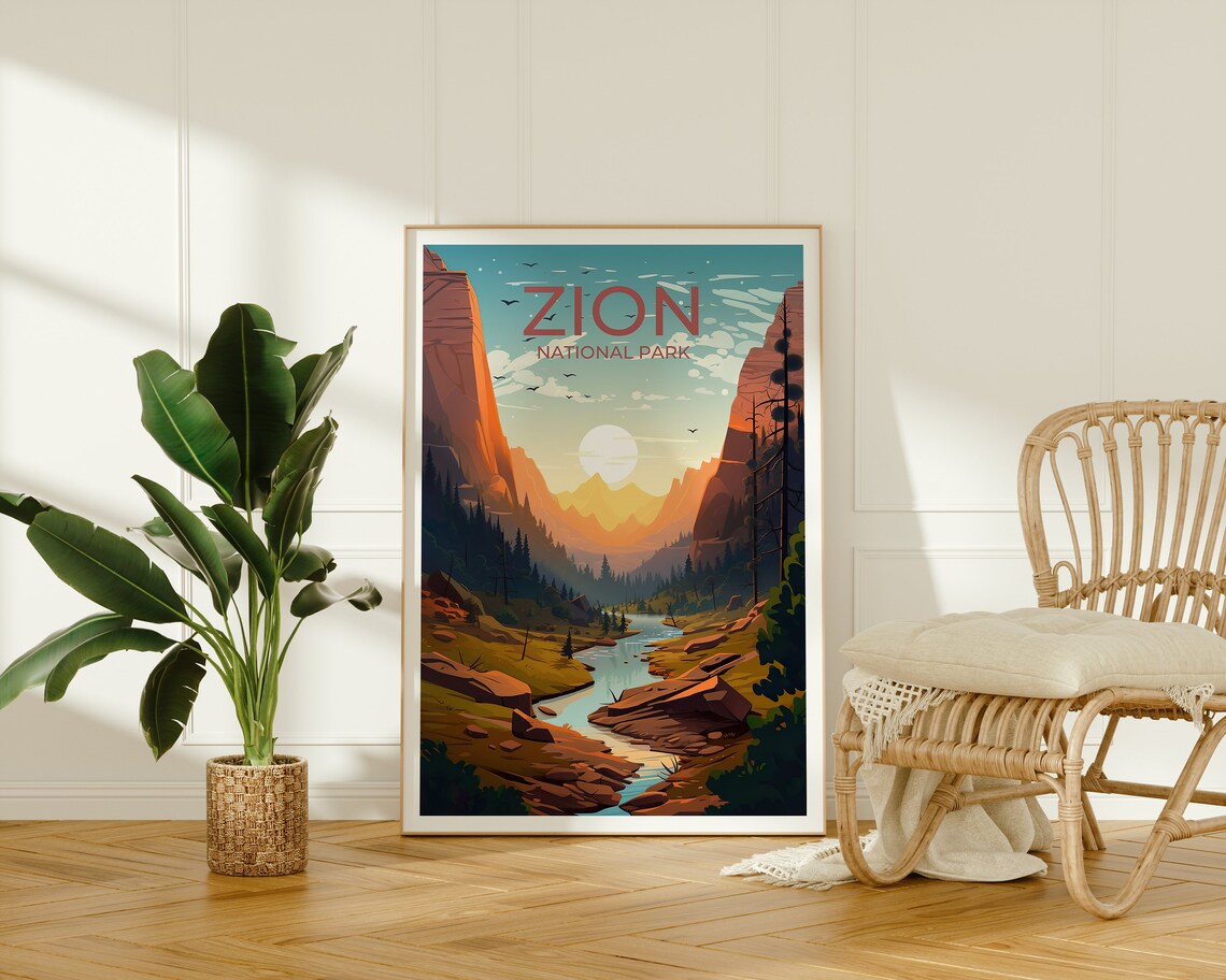 Zion National Park Travel Poster, National Parks - Image 2