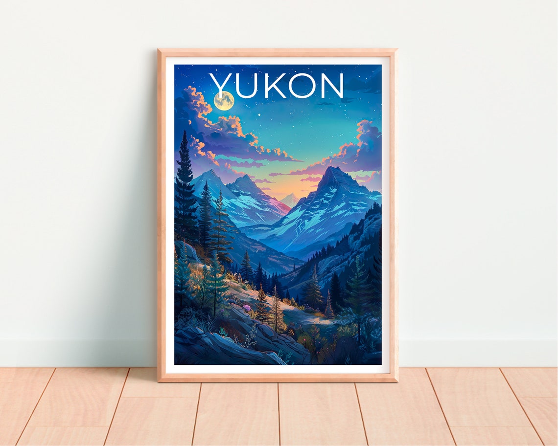 Yukon Canada Moonlit Mountain Valley Night Sky Wilderness Poster - Image 4