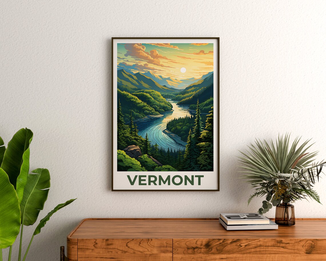Vermont Green Mountains Travel Poster, Wall Art Print - Image 3