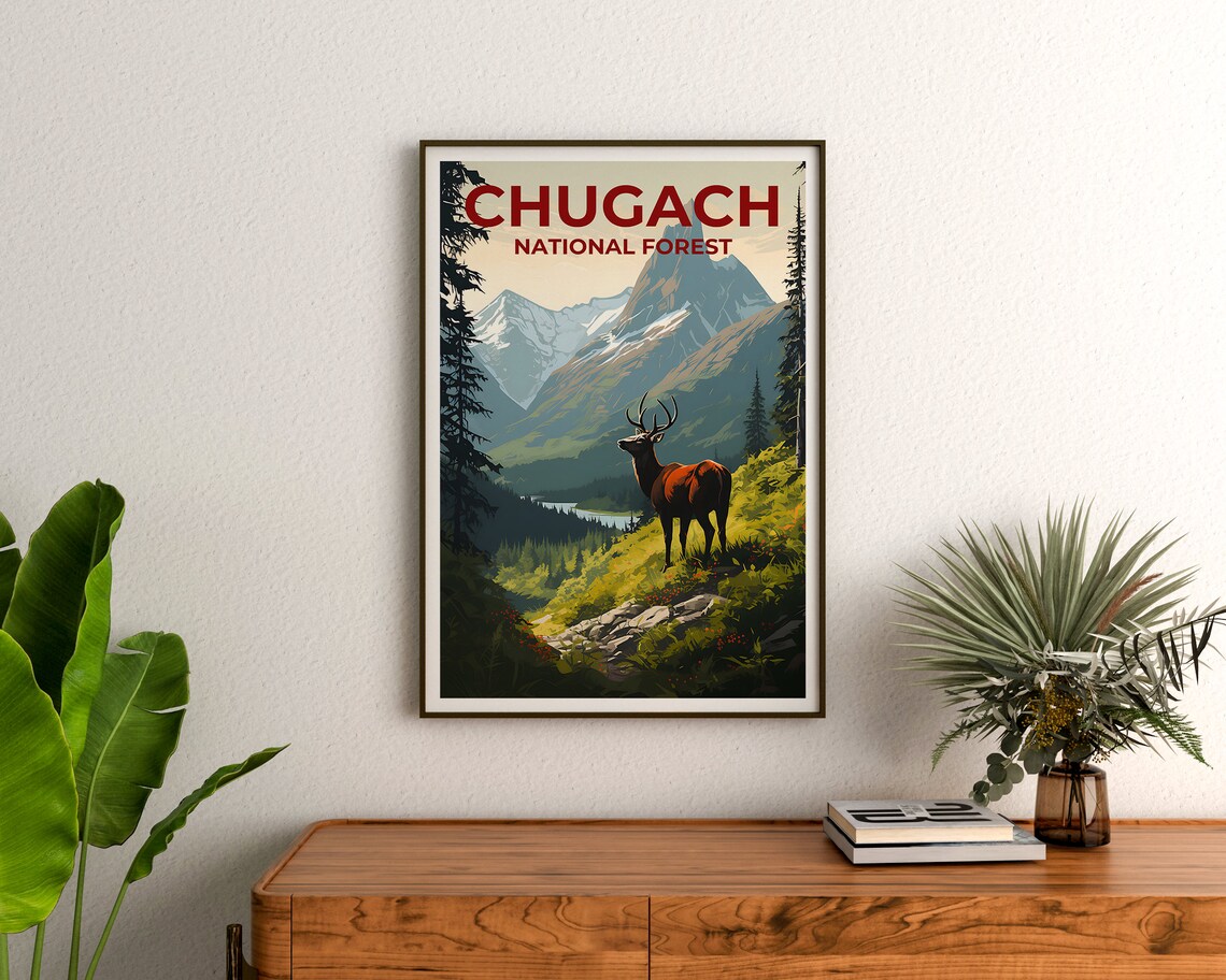 Chugach Alaska Nature Travel Poster, Wall Art Print - Image 3