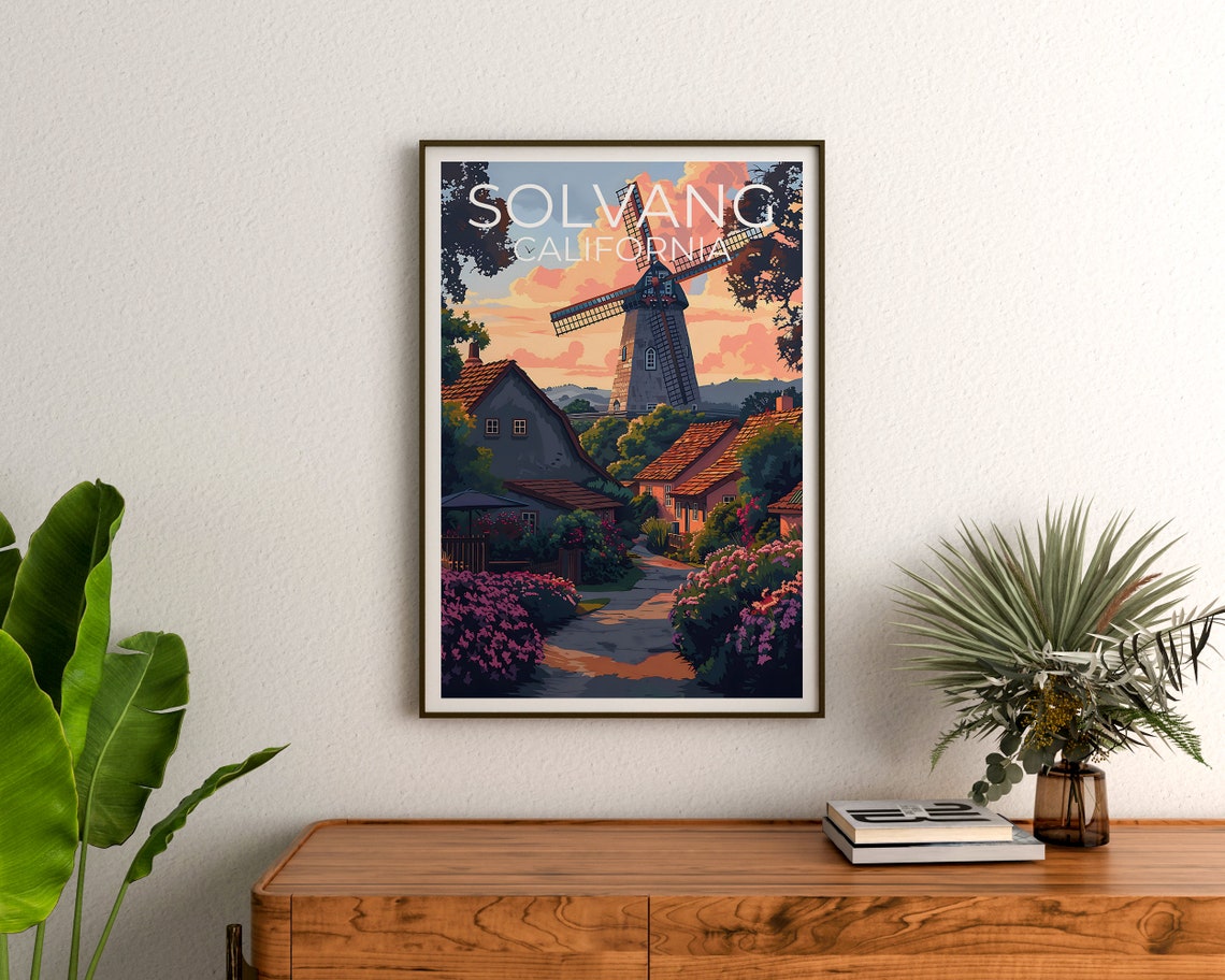 Solvang California Windmill Danish Village Garden Path Poster - Image 3