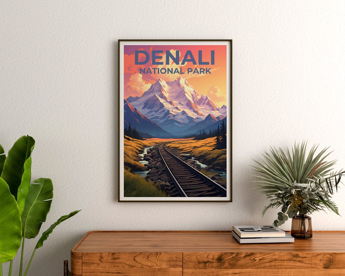 Denali Alaska Travel Poster, Mountain Landscape - Image 3