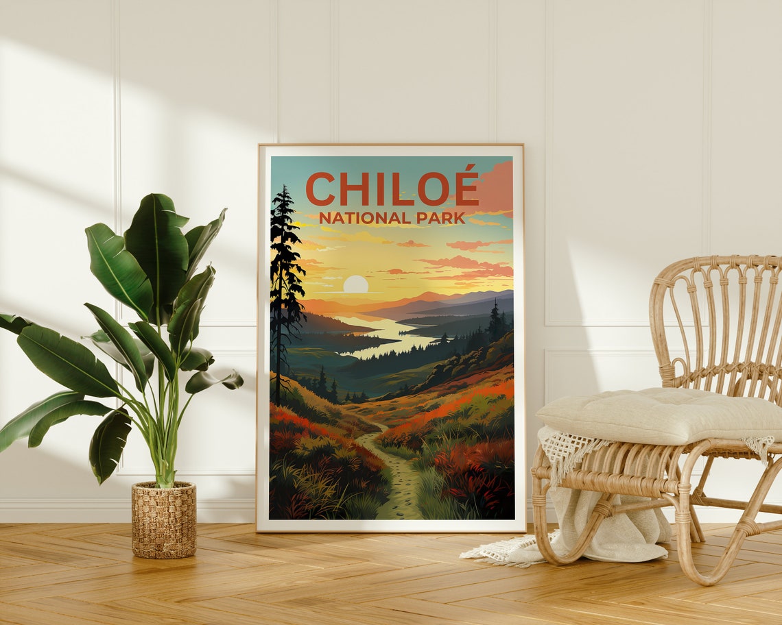 Chiloé National Park Chile Golden Sunset River Valley Poster - Image 3