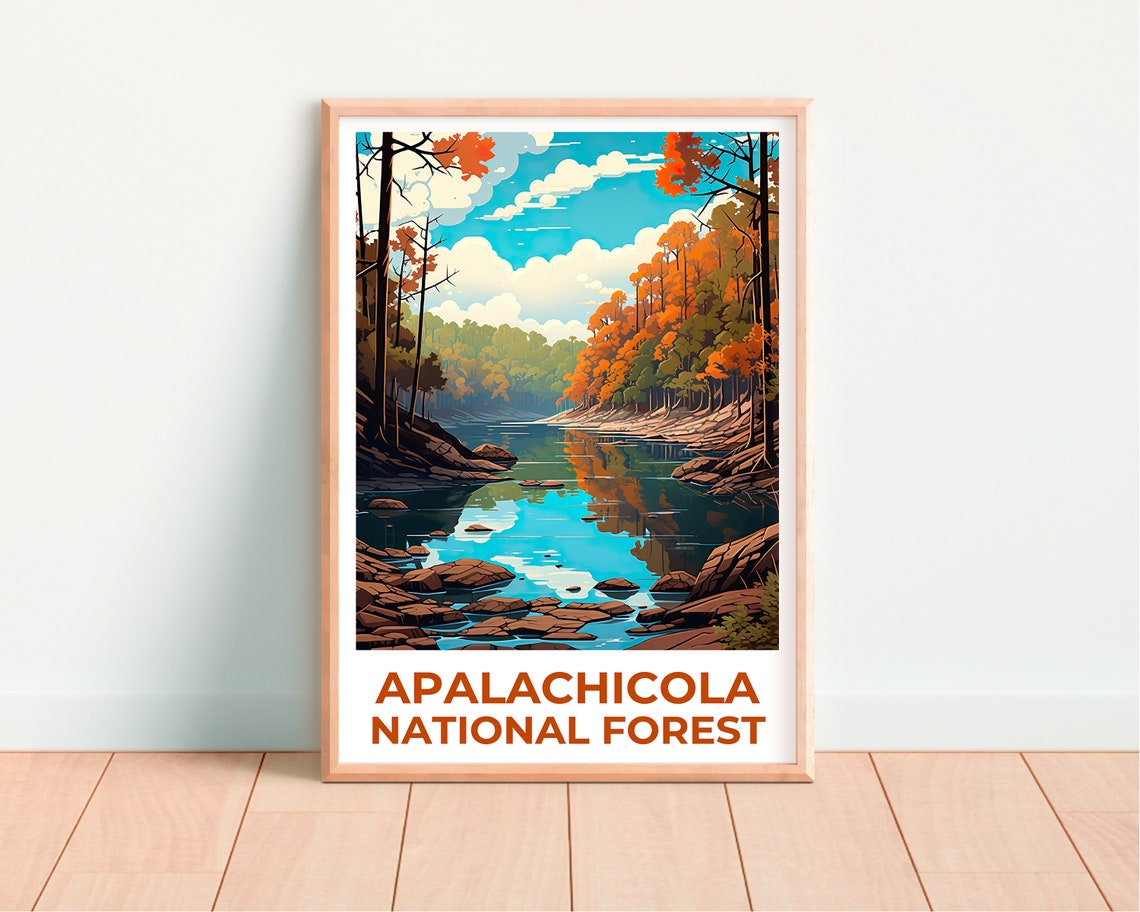 Apalachicola National Forest Florida River Autumn Trees Travel Poster - Image 4