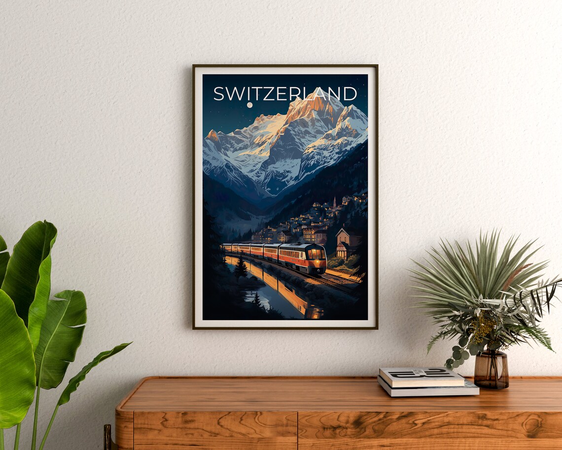 Interlaken Switzerland Travel Poster, Wall Art Print - Image 3