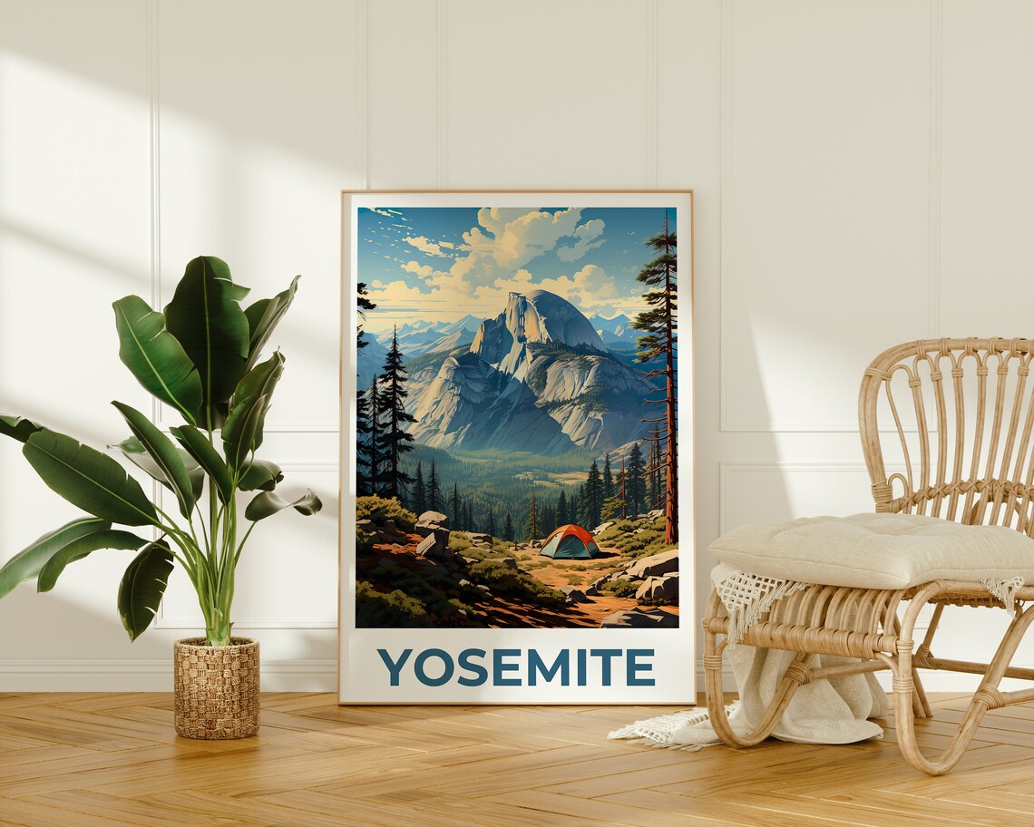 Yosemite Half Dome Travel Poster, California Art Print - Image 3